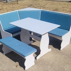 Elegant Blue and White Dining Nook Set